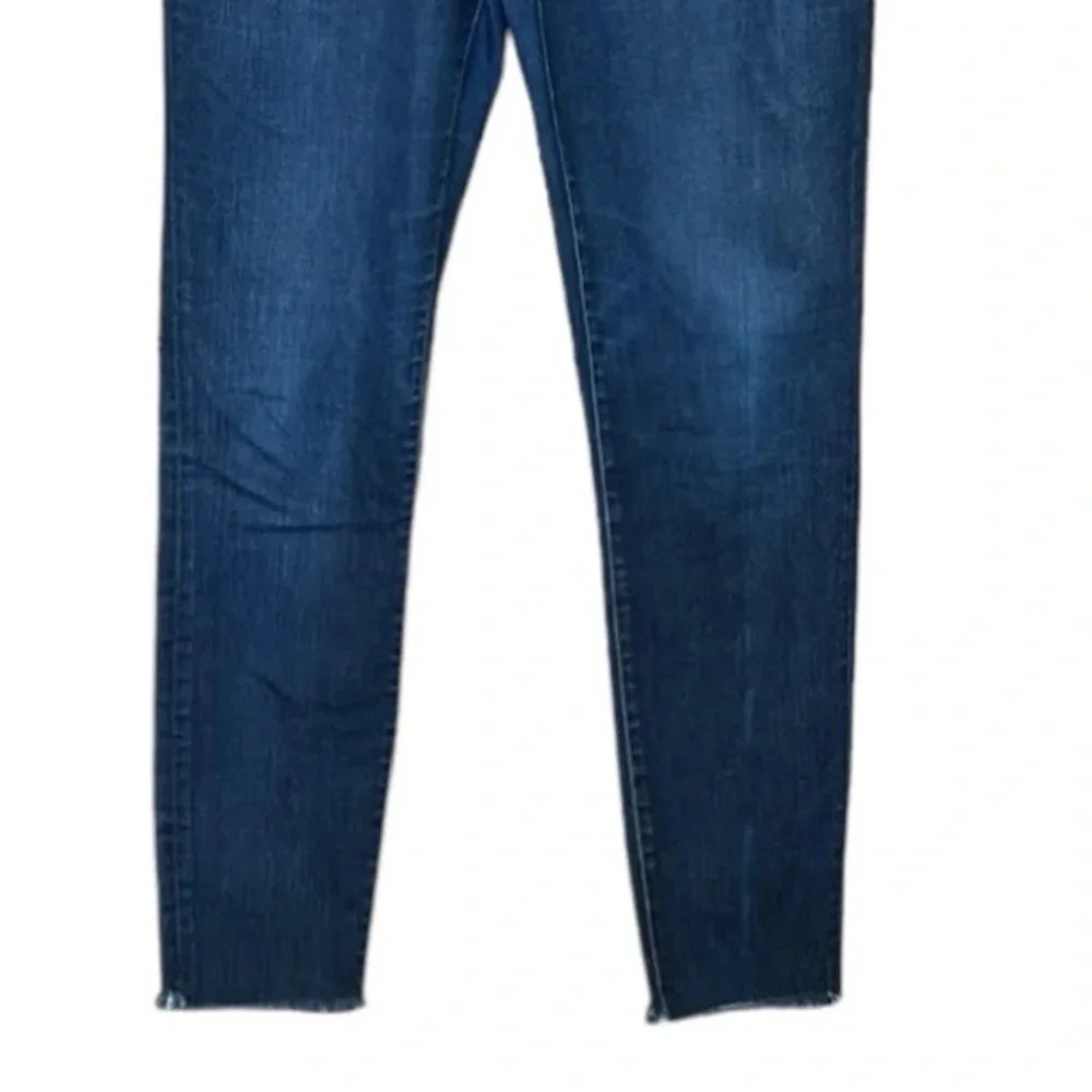 J. Crew High Waist Curvy Raw Hem Toothpick Blue Denim Jeans Size 32 Tall - Picture 9 of 11